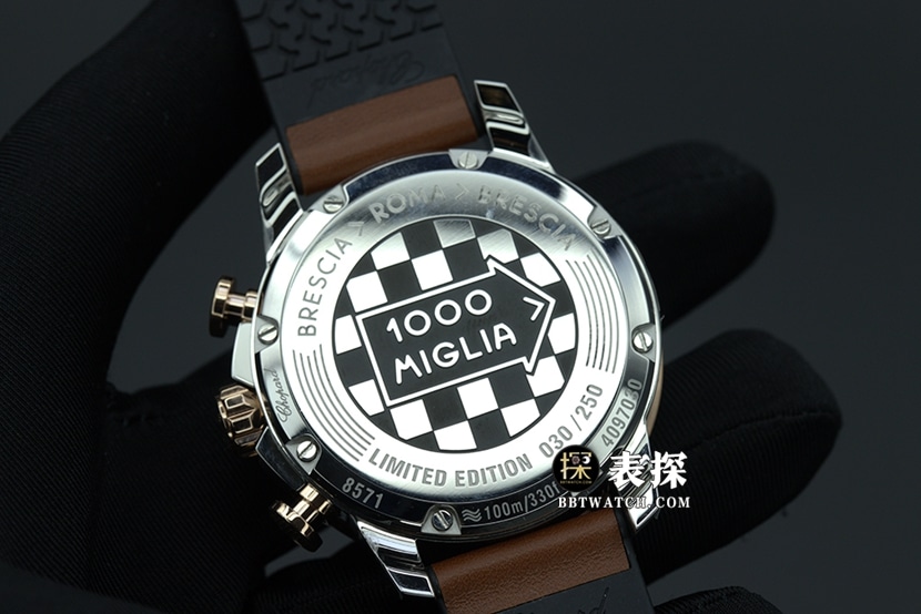 V7 factory Chopard1:1super watch men's dark gray panda plate rubber model picture and price caseback live photo