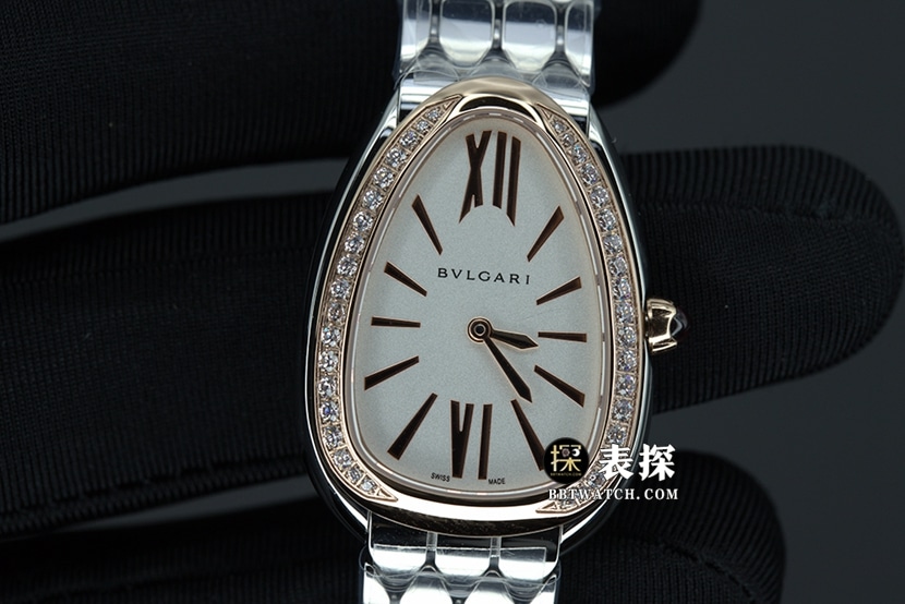 BV factory Bvlgari1:1top-tier watch ladies white dial gold needle steel bracelet model pictures and prices front live photo