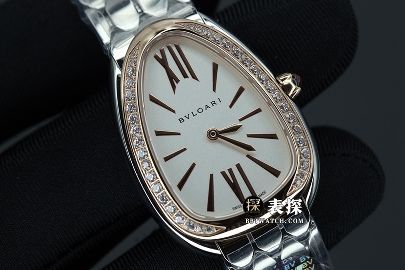 BV factory Bvlgari1:1top-tier watch ladies white dial gold needle steel bracelet model pictures and prices front live photo