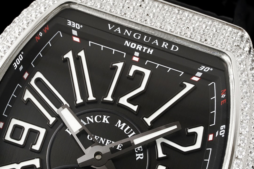 RMS factory Frank Muller men's watch black dial diamond flywheel leather strap model V 45 T D (NR) front live photo