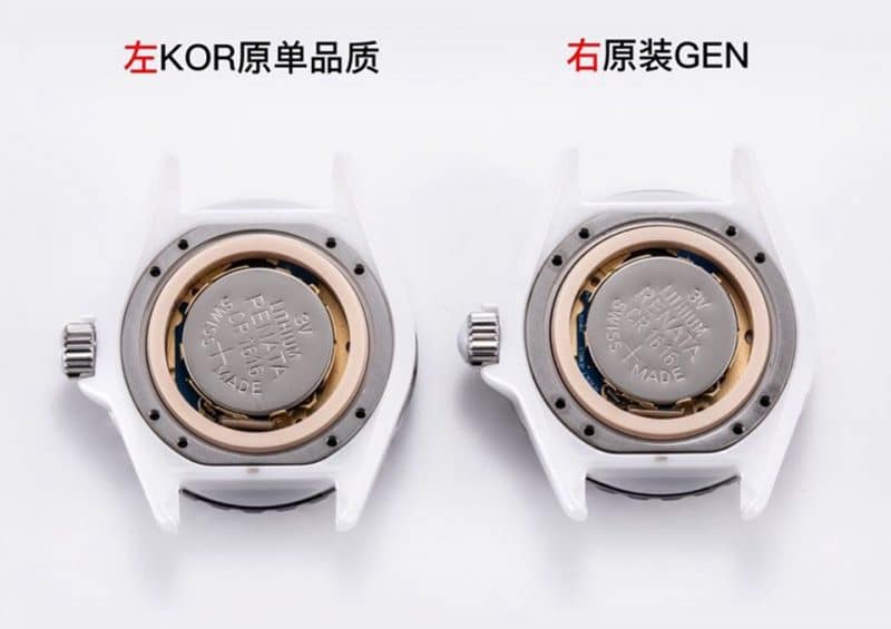 KORChanelceramicJ12 comparison OEM evaluation movement chart