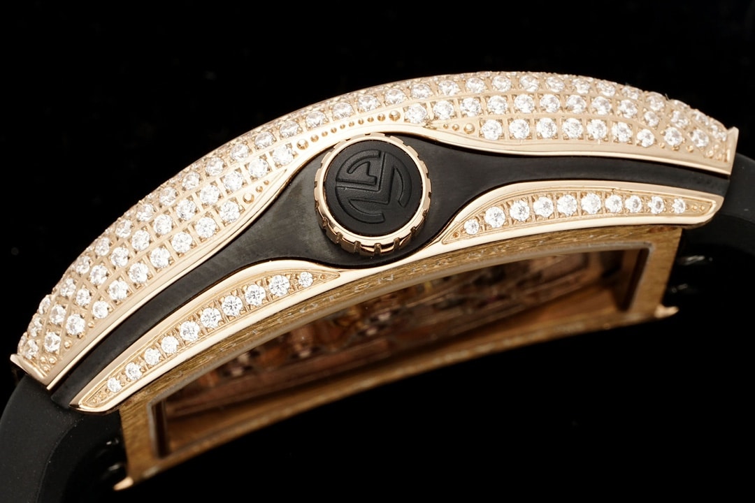 RMS factory Frank Muller men's top-tier watch black dialrose gold diamond leather strap model V 45 T D (NR) side live photo