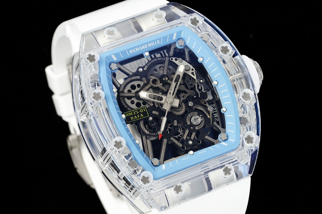 Richard Mille Men's Watch Transparent Hollow Disc Rubber Model RM35-01front live photo