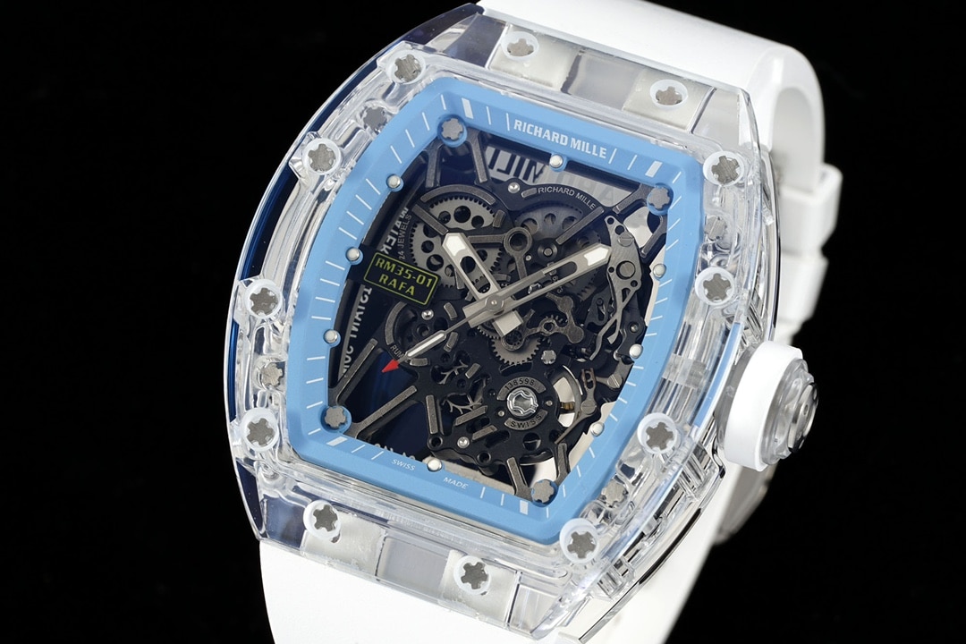 Richard Mille Men's Watch Transparent Hollow Disc Rubber Model RM35-01front live photo