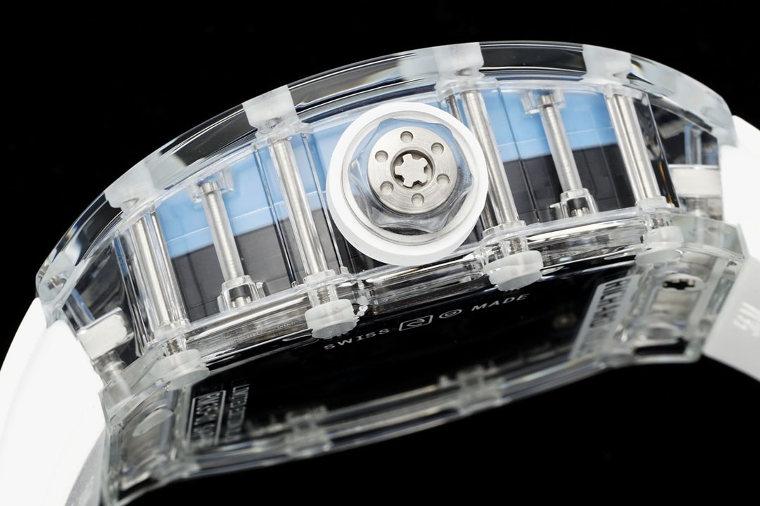 Richard Mille men's watch transparent hollow disc rubber model RM35-01side live photo