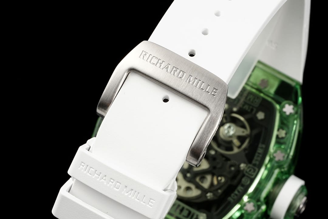Richard Mille men's top-tier watch green transparent hollow disc rubber model RM35-01braceletlive photos