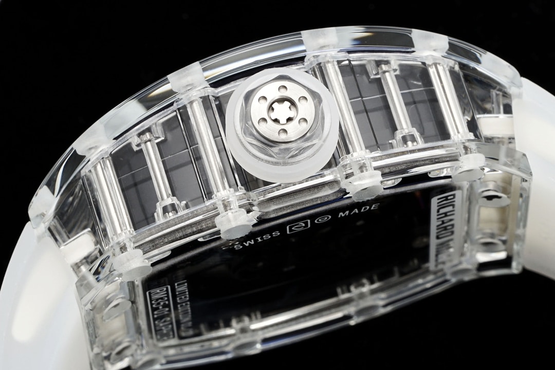 Richard Mille men's top-tier watch transparent hollow plate rubber model RM35-01side live photo