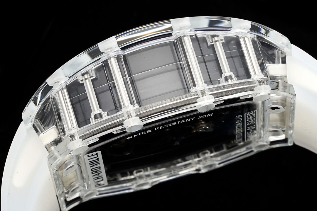 Richard Mille men's top-tier watch transparent hollow plate rubber model RM35-01side live photo