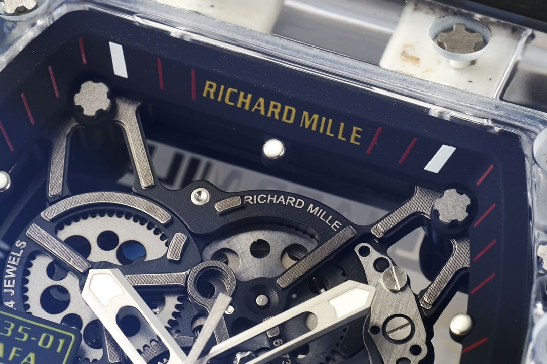 Richard Mille men's super A watches transparent skeleton disk black rubber models RM35-01 front real picture