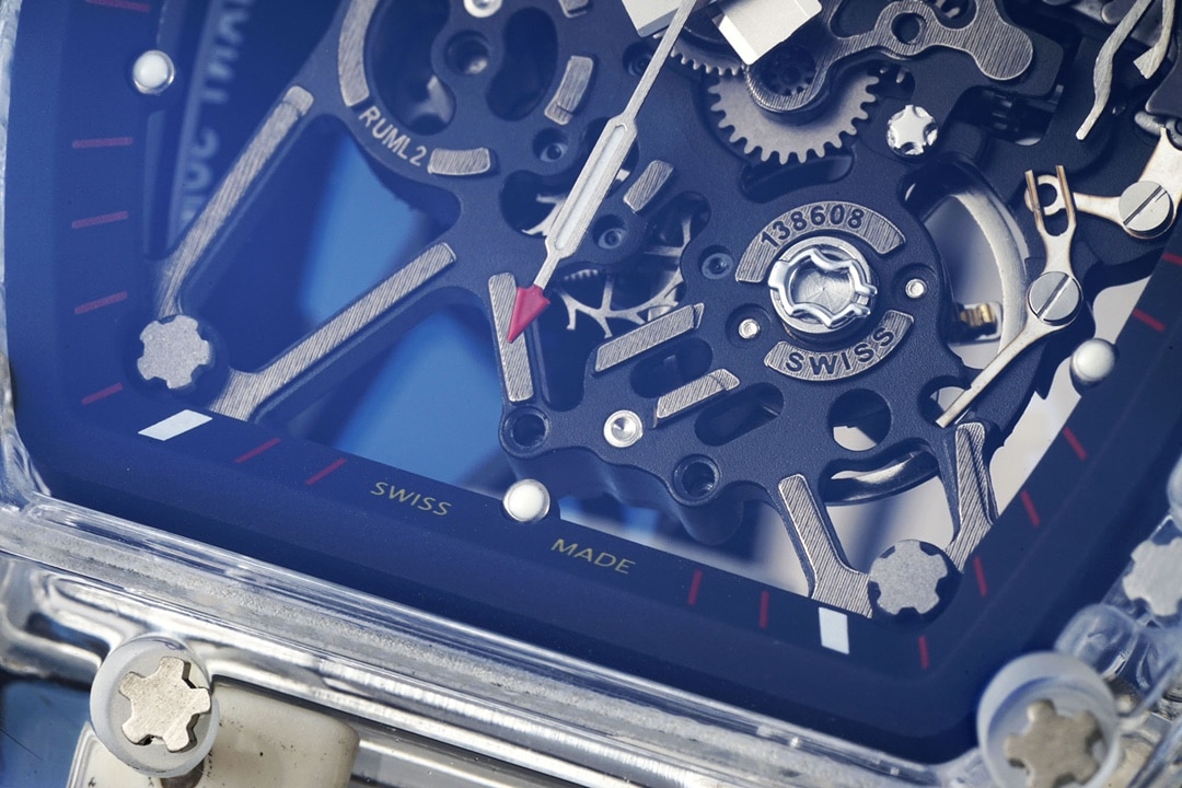 Richard Mille men's super A watches transparent skeleton disk black rubber models RM35-01 front real picture