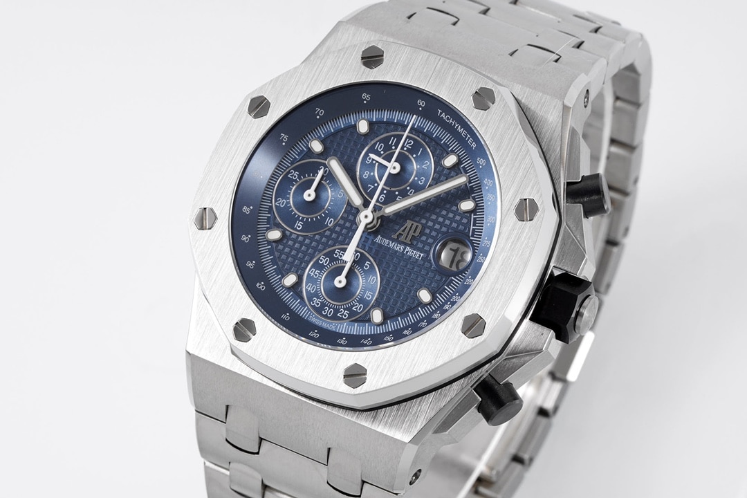 APF factory Audemars Piguet men's Royal Oak offshore type top-tier watch blue dialsteel bracelet model 26238ST.OO.2000ST.01front live photo