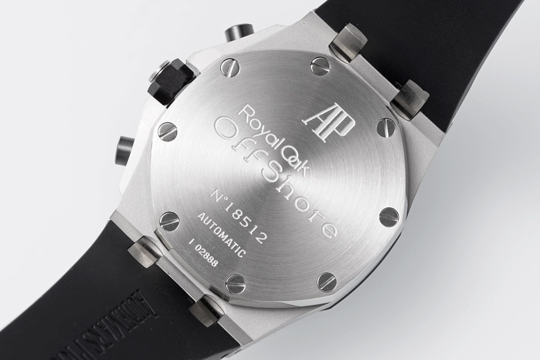 APF factory Audemars Piguet men's Royal Oak offshore top-tier 1:1super watch silver white dial rubber model 25940SK.OO.D002CA.02caseback live photo