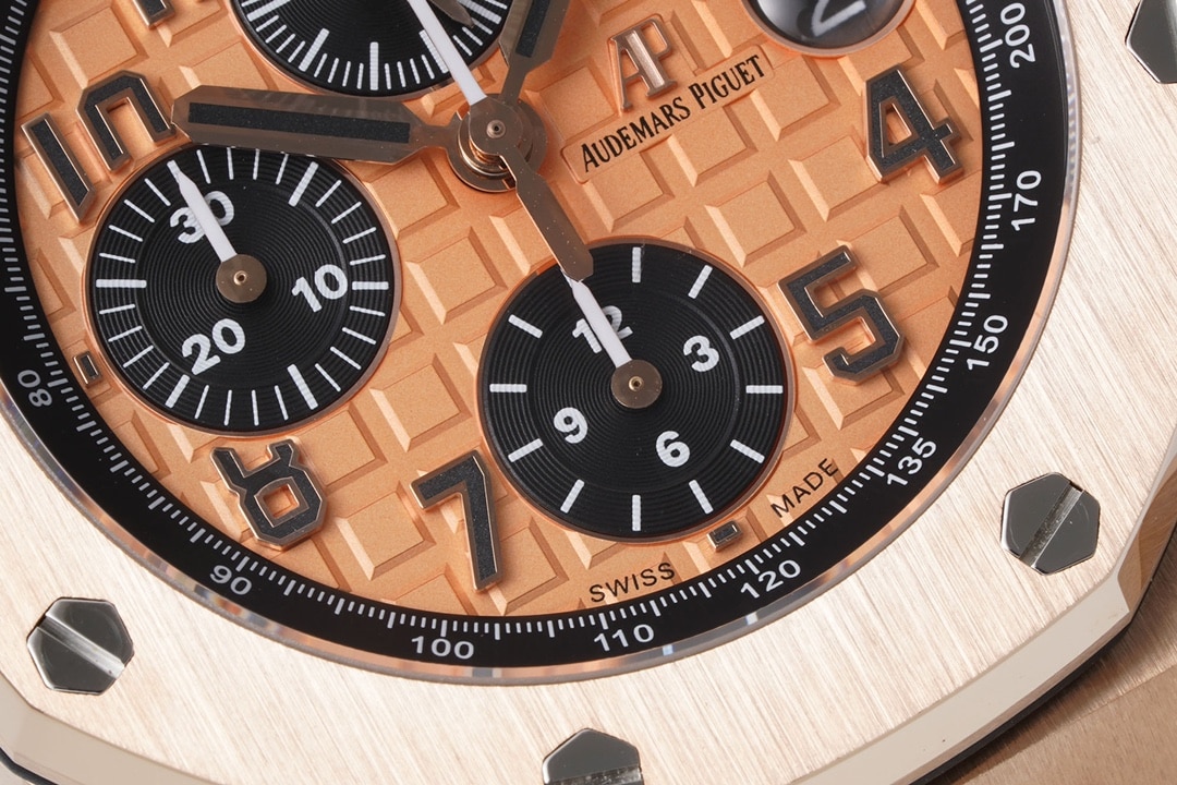 APF offshore Audemars Piguet1:1replica watch rose gold plate steel bracelet model 26470OR.OO.1000OR.01detail shots