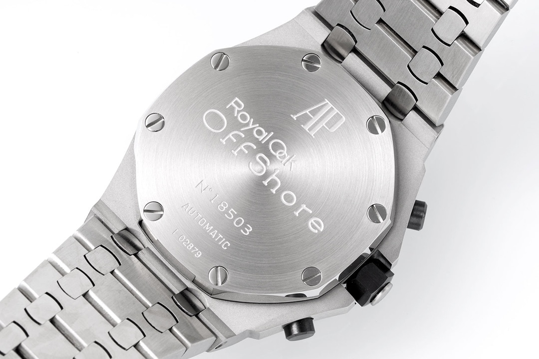 APF Offshore Watch Silver White Panda Dial Steel Band Model 26170ST.OO.1000ST.01 Case Back Image