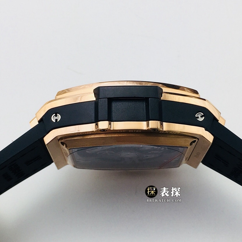 AB Big Bang Hublot1:1replica watch hollow disc set with diamond leather strap model 641.OX.0183.LR.1704 side view