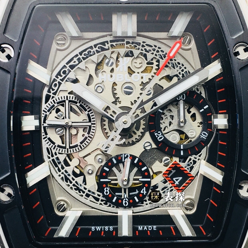 AB Big Bang Hublot1:1replica watch dark gray panda plate leather strap model 601.NM.0173.LR front view
