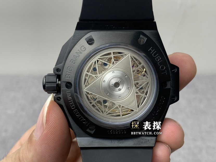HBHublot watch men's watch ceramic hollow plate rubber model pictures and prices caseback live photo