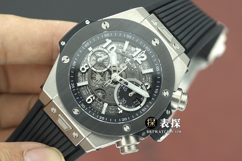 Hublot ceiling watch, BBF Big Bang watch, front view