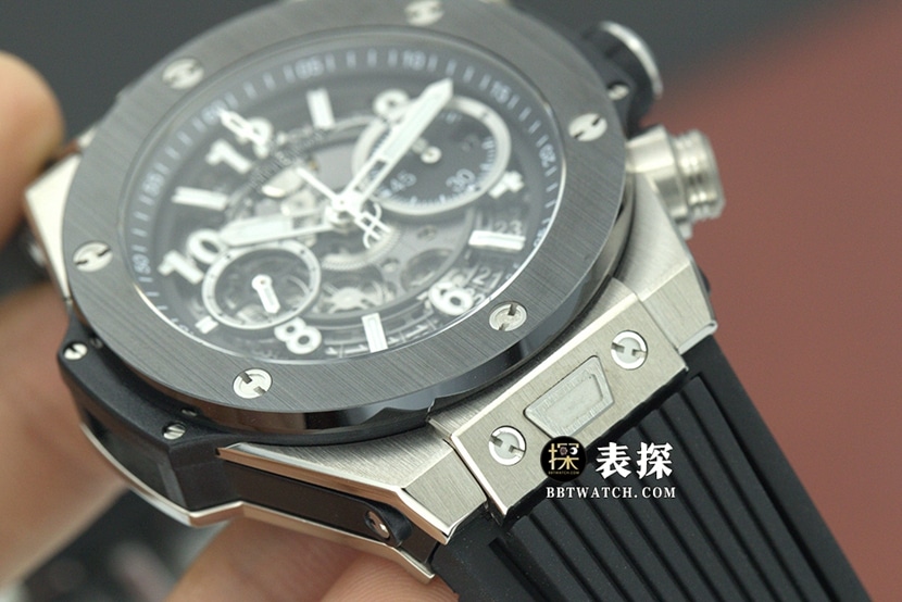 Hublot ceiling watch, BBF Big Bang watch, front view