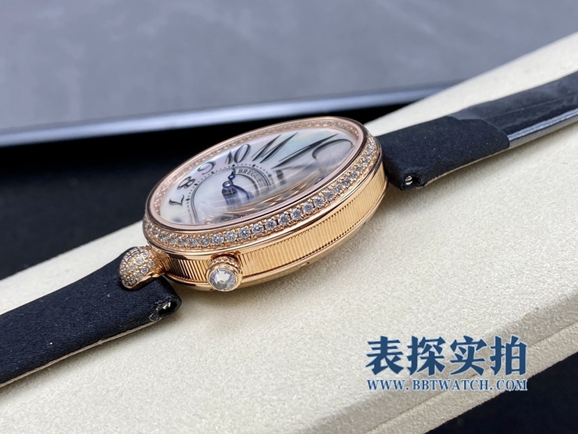 Queen of Naples Breguet watch natural mother-of-pearl plate rose gold diamond silk bracelet8928BR/5W/844 DD0D side view