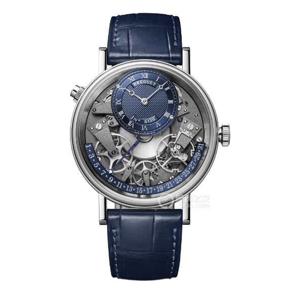 ZF Heirloom Breguet Watch Blue Gold Guilloche Dial Belt Model 7097BB/GY/9WU