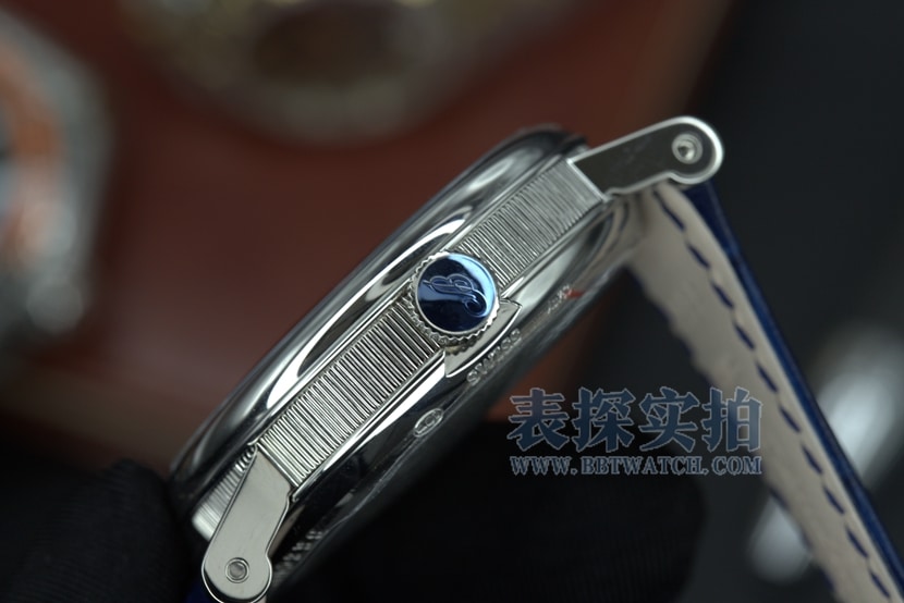ZF Breguet watch blue gold engraved dialleather strap model 7097BB/GY/9WU side view