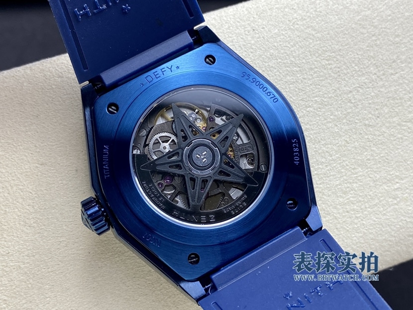 LF DEFY Zenith 1:1replica watch blue hollow mechanical rubber model 49.9003.670/51.R793movement picture