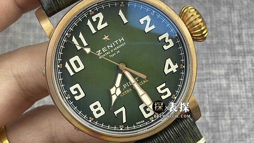 Zenith watch, xf pilot watch, front view