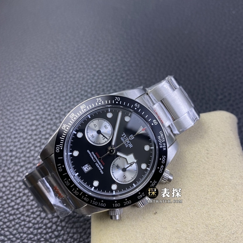 Biwan Tudor1:1replica watch black dialsteel bracelet model M79360N-0001 front view