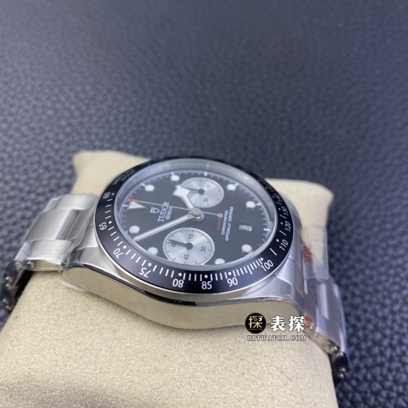 Biwan Tudor1:1replica watch black dialsteel bracelet model M79360N-0001 side view
