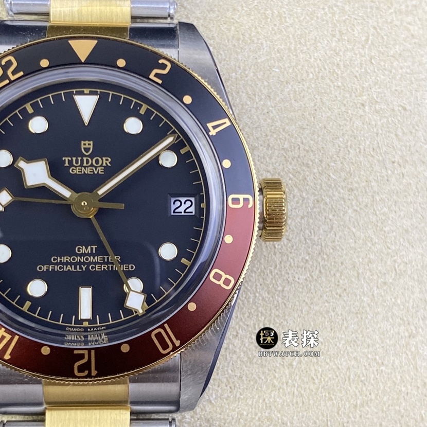 ZF Biwan Tudor1:1replica watch black dial root beer ring steel bracelet model M79833MN-0001 front detail shots