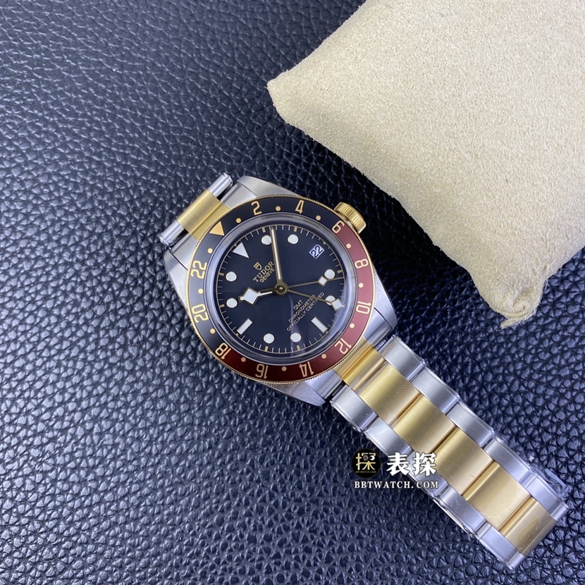 ZF Biwan Tudor1:1replica watch black dial root beer ring steel bracelet model M79833MN-0001 front view