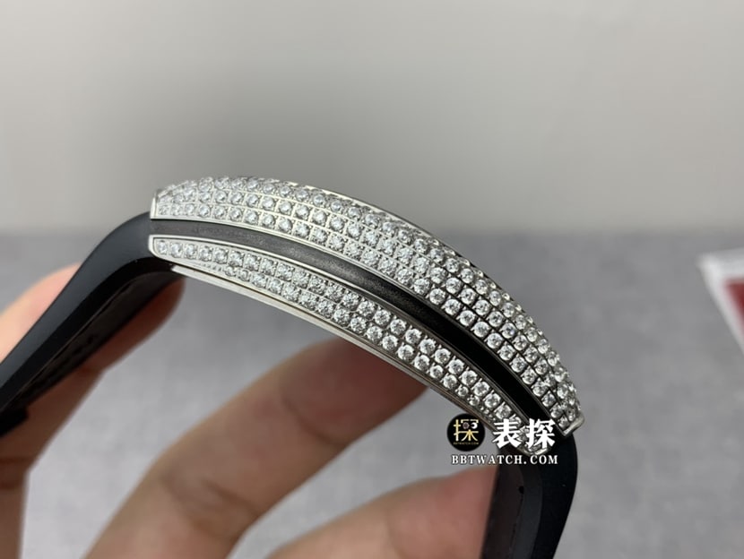 ABF ladies Frank Muller watch full diamond disc leather strap model side view