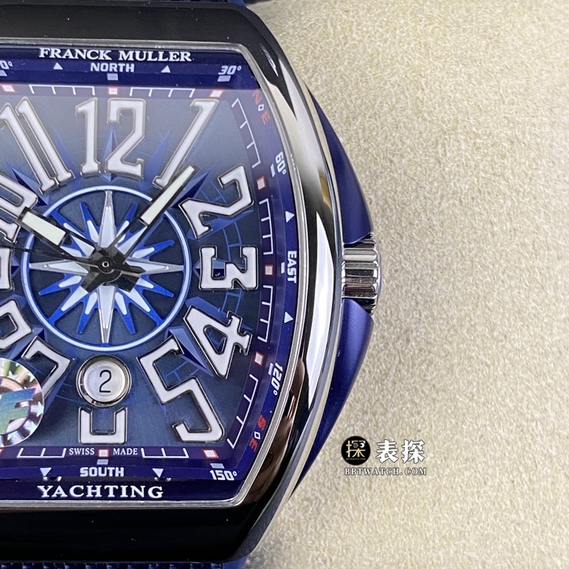ZFV45 series Frank Muller watch blue dialleather strap model SC DT YACHTING OG front view