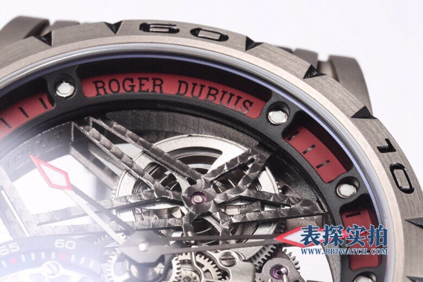 BBR King Roger Dubuis watch white steel tourbillon hollow rubber model RDDBEX0545detail shots