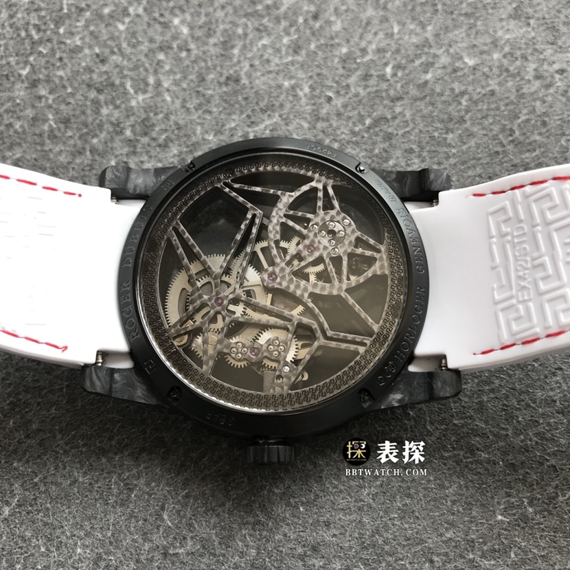 BBR King Roger Dubuis watch hollow plate rubber model DBEX0577 back view