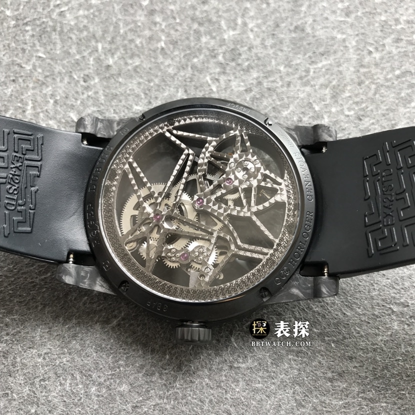 BBR factory Roger Dubuis King watch men's hollow plate rubber model picture and price caseback live photo