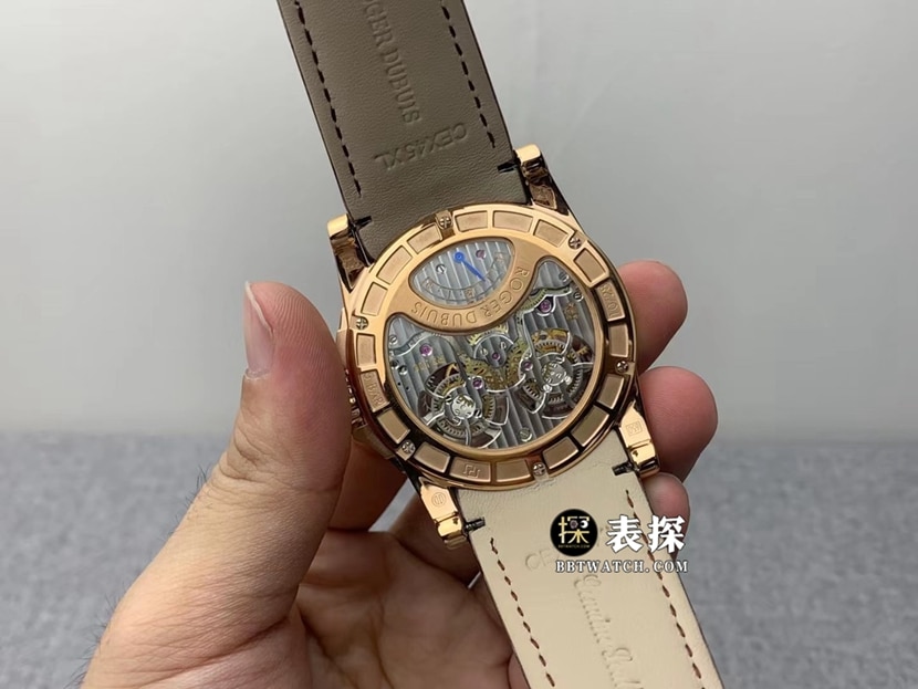 JB King Roger Dubuis watch black dialleather strap model RDDBEX0280 back view