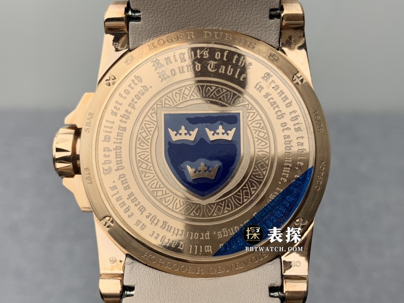 ZF Knights of the Round Table Roger Dubuis watch enamel plate leather strap model RDDBEX0398 back view