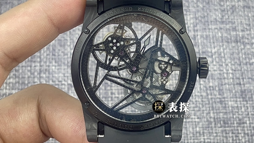 BBR King Roger Dubuis watch hollow plate rubber model DBEX0577 front view