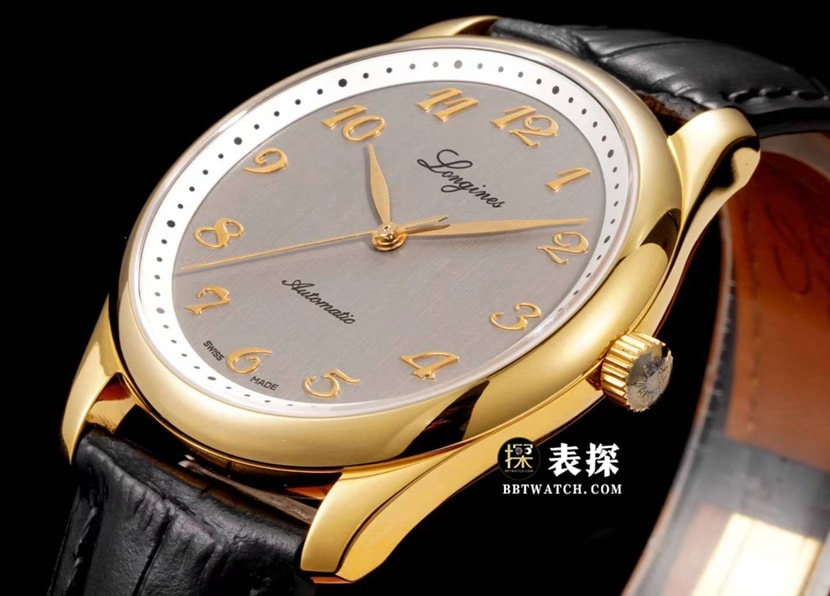 Longines men's watchmaking tradition watch gray plate leather strap model L2.793.6.73.2front live photo