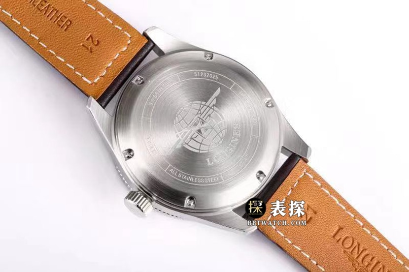 Sports Longines1:1replica watch black dialleather strap model L3.812.4.53.2caseback live photo