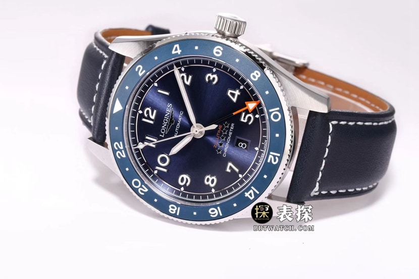 Sports Longines1:1replica watch men's blue dialleather strap model L3.812.4.93.2front live photo