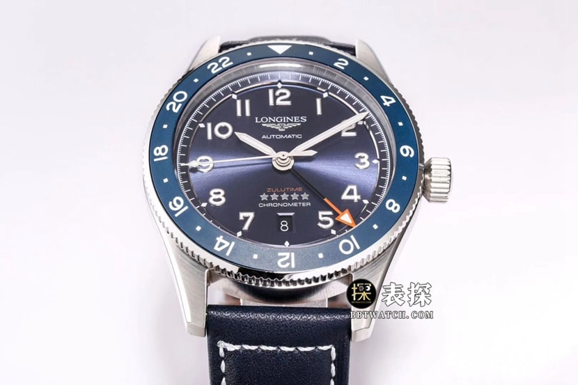 Sports Longines1:1replica watch men's blue dialleather strap model L3.812.4.93.2front live photo