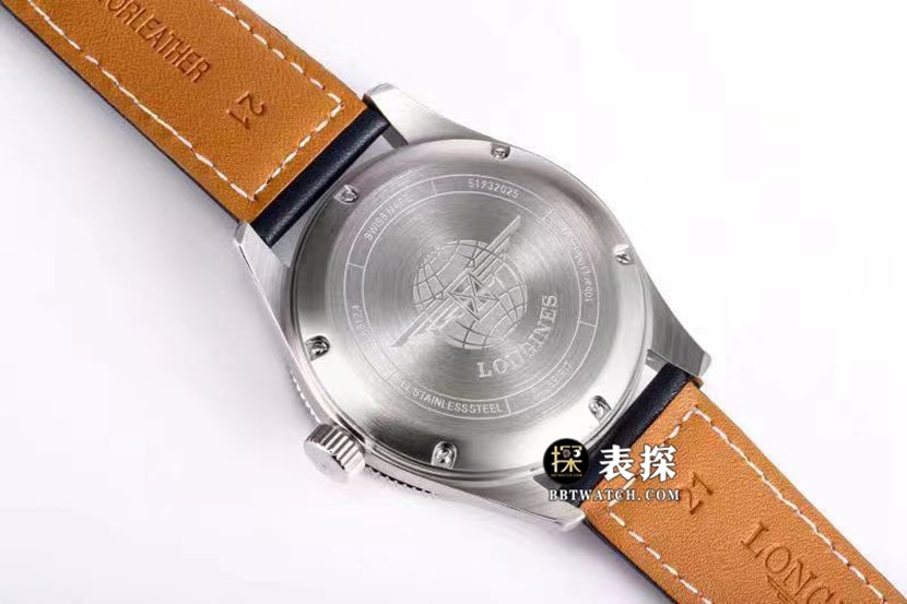 Sports Longines1:1replica watch men's blue dialleather strap model L3.812.4.93.2caseback live photo