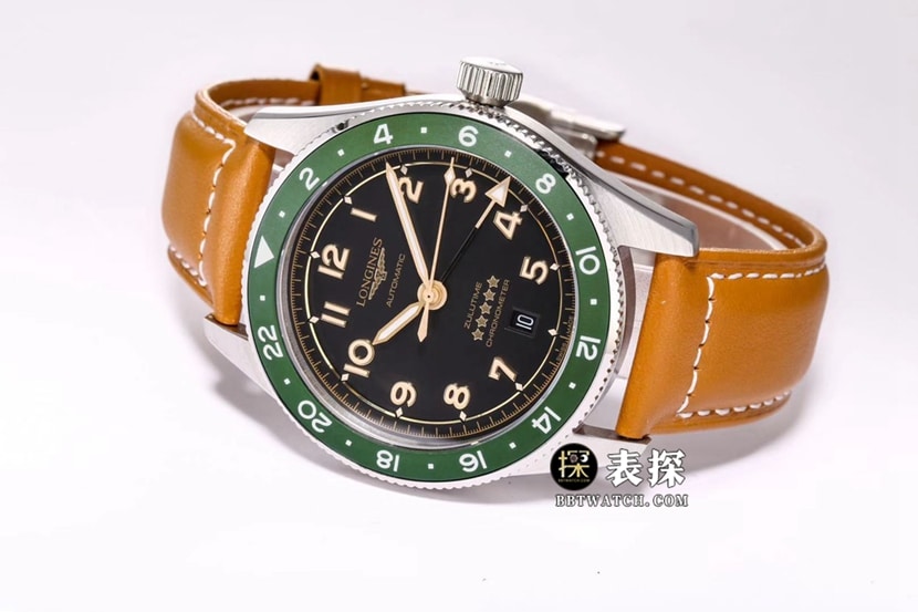 Sports Longines1:1replica watch men's carbon black leather strap model L3.812.4.63.2front live photo
