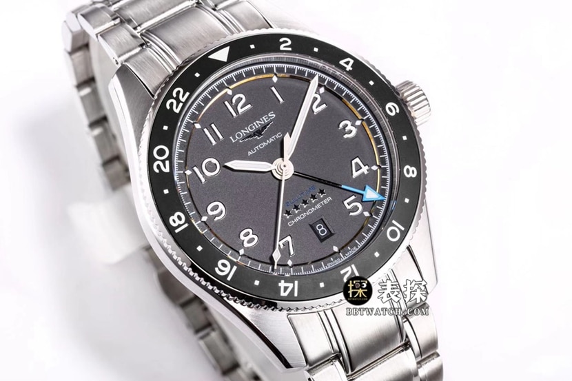 Sports Longines1:1replica watch men's black dialsteel bracelet model L3.812.4.53.6front live photo