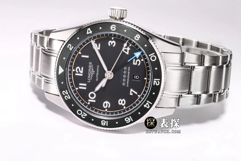 Sports Longines1:1replica watch men's black dialsteel bracelet model L3.812.4.53.6front live photo