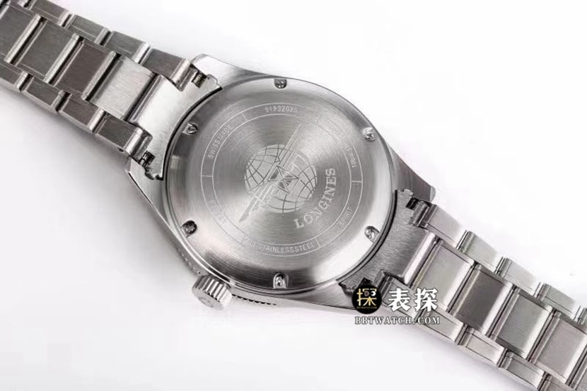 Sports Longines1:1replica watch men's black dialsteel bracelet model L3.812.4.53.6caseback live photo