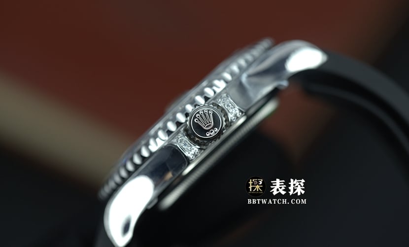 JVS Yacht-Master Rolex watch men's black dial diamond rubber model side live photo
